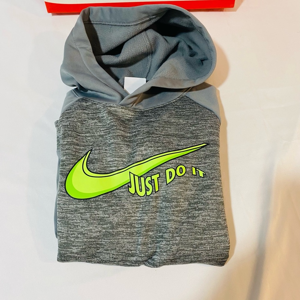 Nike Gray Hoodie with Neon Green Logo